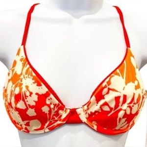 NWT Maaji Ombré Floral Orange Red Underwire Reversible Bikini Top Size S